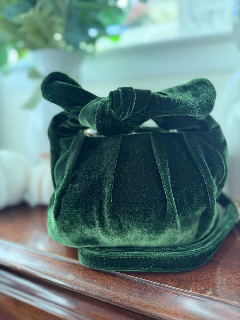 Anthropology Green Velvet Knot-Handle Women’s small bag